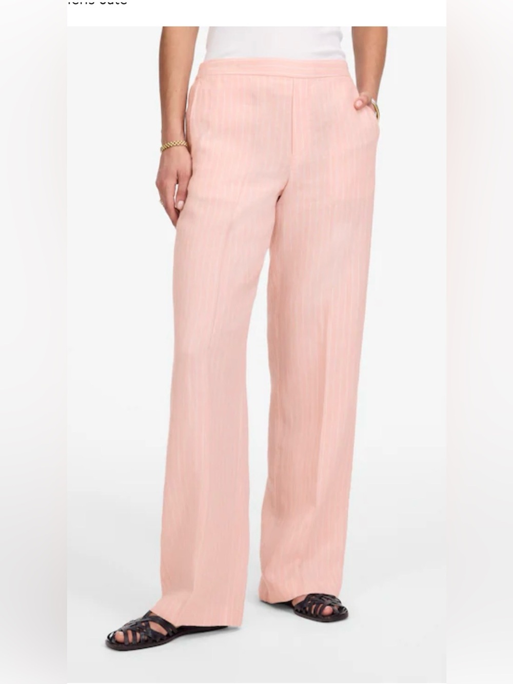 Madewell Linen Pull-On Pants – Pink & Ecru Stripe – (palest blossom) 2XS – NWT